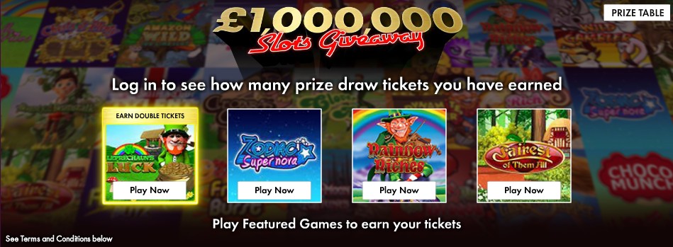Earn tickets for the £1,000,000 Slots Giveaway with Games at bet365!